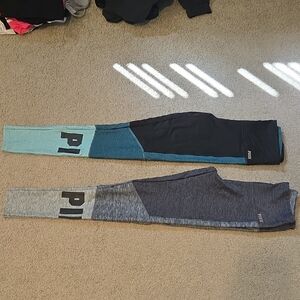 PINK Victoria's Secret Ultimate Colorblock Leggings in Teal and Gray